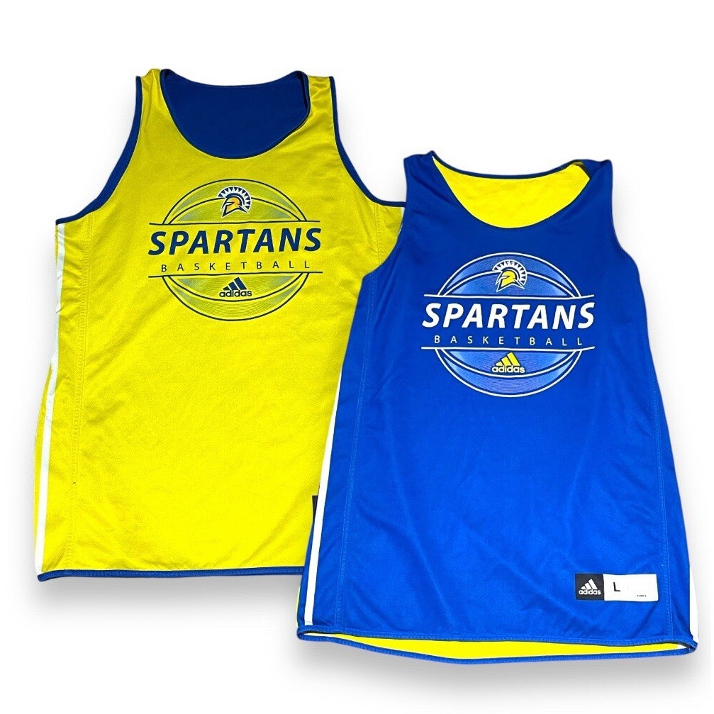 Used Adidas San Jose State Spartans Sjsu Reversable Basketball Jersey Large #12
